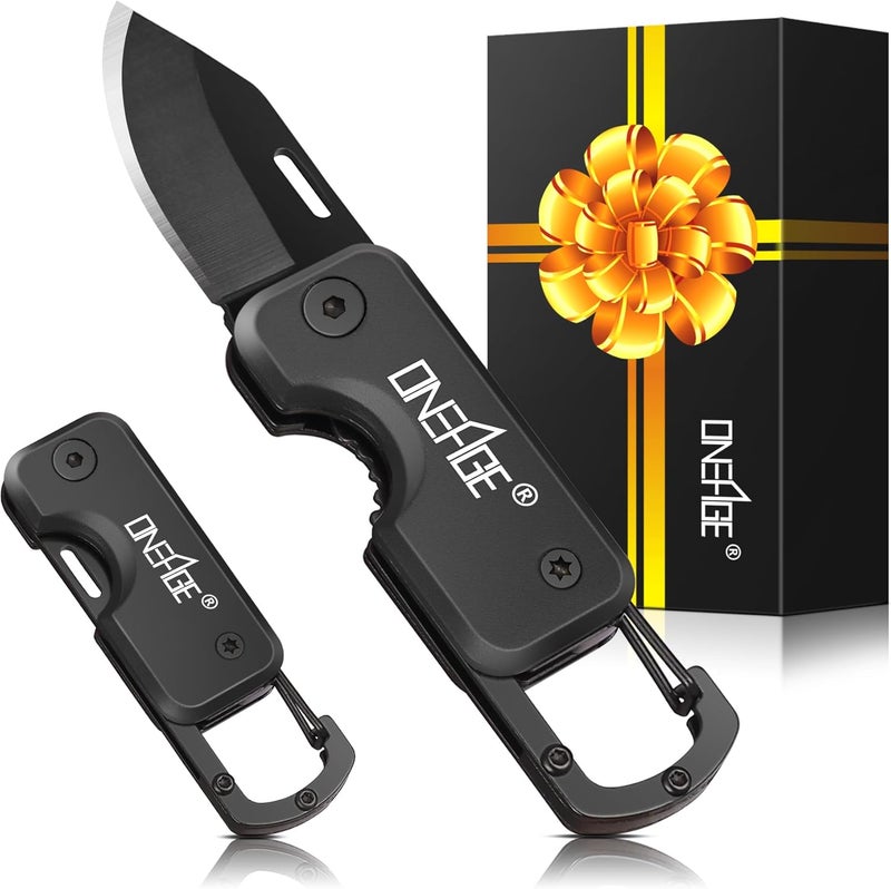 ONEAGE Stocking Stuffers for Men - Pocket Knife for Men, Christmas Bulk Mens Gifts, Keychain Edc Gift with 1.62inch Blade - Small Folding Knives for Everyday Carry, Box Cutter - Gadgets for Camping, Hiking - Image 1